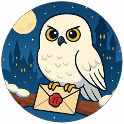 Jedlý papír Sova Hedvika v zimě Harry Potter kreslená 19,5cm - Pictu Hap