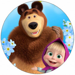 Jedlý papír Máša a medvěd s květy 19,5cm - Pictu Hap