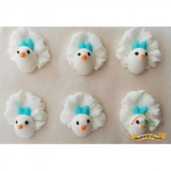 Cukrová dekorace holubička s modrou mašlí 6ks - Fagos