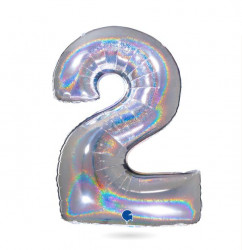 Nafukovací balónek číslo 2 hologram102 cm - Grabo