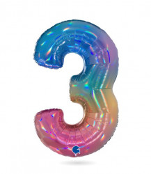 Nafukovací balónek číslo 3 duhový 102 cm - Grabo