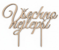 Dřevěný zápich Všechno nejlepší 15cm - I LOVE CAKES